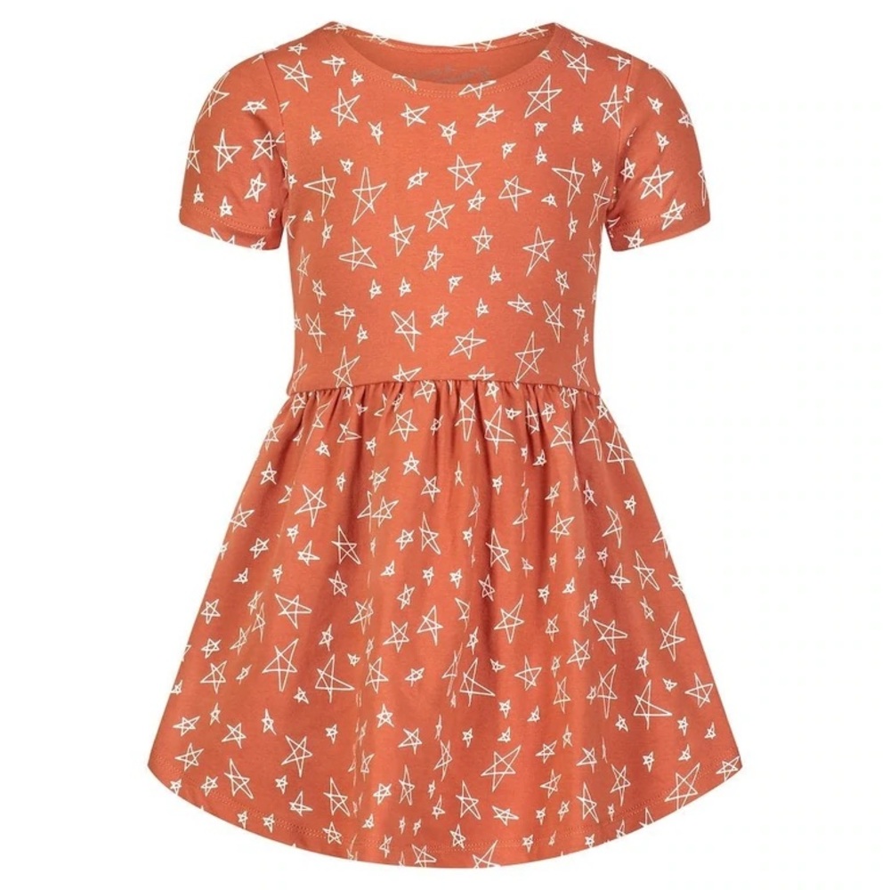 June & January Burnt Orange Star Twirl Dress